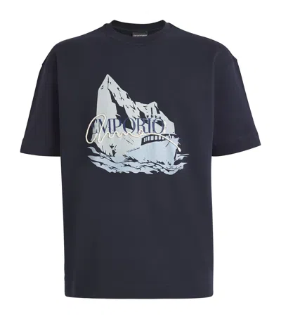 Emporio Armani Graphic Logo T-shirt In Blue