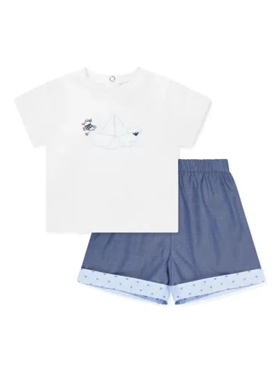 Emporio Armani Babies' Graphic-print Cotton Short Set In White