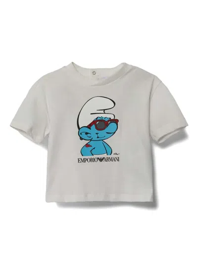 Emporio Armani Babies' Graphic-print Cotton T-shirt In White