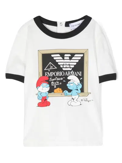 Emporio Armani Babies' Graphic-print Cotton T-shirt In White