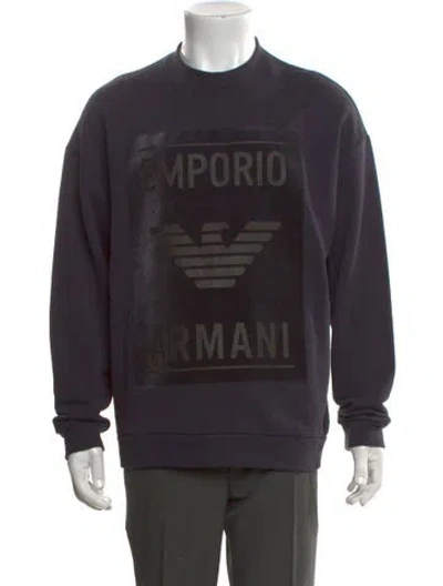 Pre-owned Emporio Armani Graphic Print Crew Neck Sweatshirt In Black