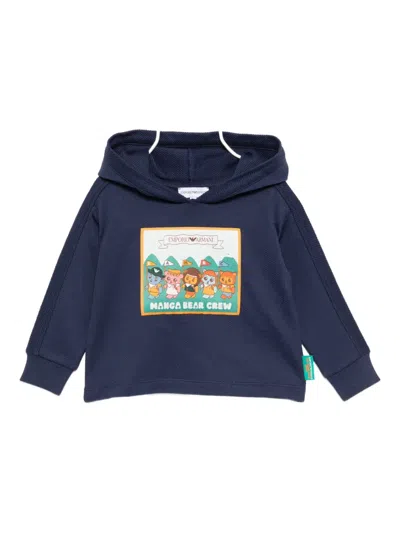 Emporio Armani Kids' Graphic-print Hoodie In Blue