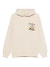 Emporio Armani Asv New York Capsule Collection Eat Nyc Print Jersey Hooded Sweatshirt In Neutral