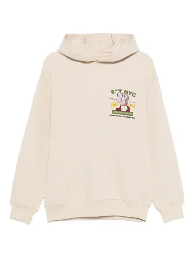 Emporio Armani Graphic-print Hoodie In Neutral