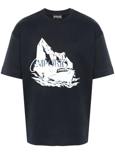 Emporio Armani Graphic-print T-shirt In Blue