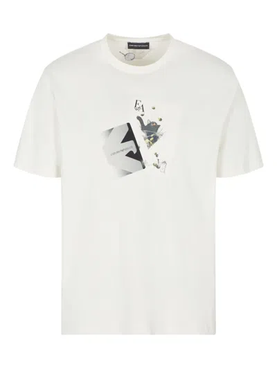 Emporio Armani Graphic-print T-shirt In Neutral
