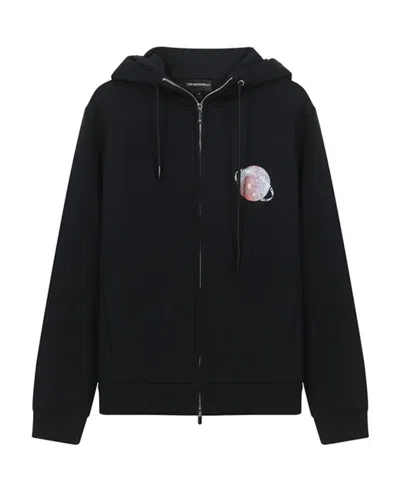 EMPORIO ARMANI GRAPHIC-PRINT ZIP-UP HOODIE
