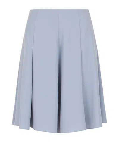 Emporio Armani Official Store Jupe En Cady Technique Avec Plis In Light Blue