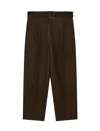 Emporio Armani Virgin Wool Trousers With Belt In Brown