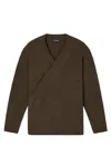 Emporio Armani Oversized Wool Cardigan With A Cache-coeur Closure In Green