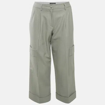 Emporio Armani Green Felt Cargo Pants In Gray