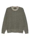 Emporio Armani Wool Crewneck Jumper With Ribbed Cuffs In Multi