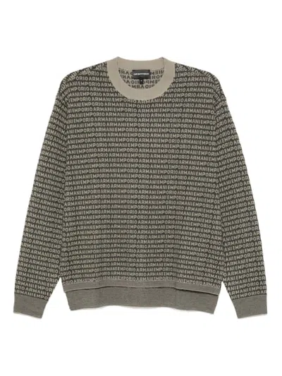 EMPORIO ARMANI GREEN LOGO PRINT SWEATER