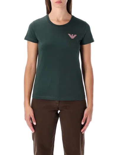 EMPORIO ARMANI WOMEN GREEN LOGO T-SHIRT, M LUXURY T-SHIRTS FOR WOMEN DARVEYS