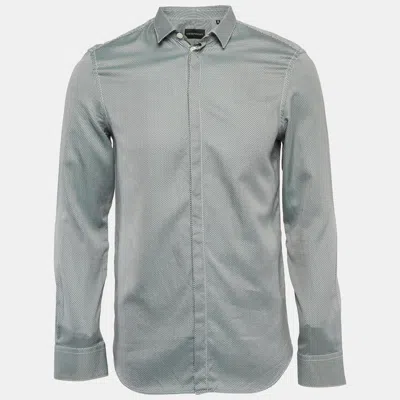 Pre-owned Emporio Armani Green Patterned Cotton Long Sleeve Shirt M