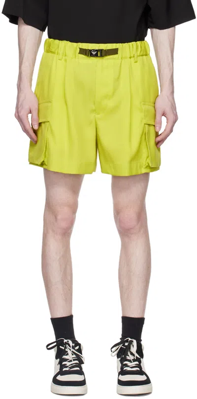 Emporio Armani Green Press-release Shorts In Verde Acido