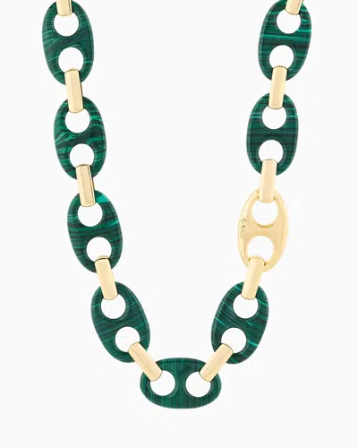 Emporio Armani Green Reconstituted Malachite Chain Necklace In Multicoloured