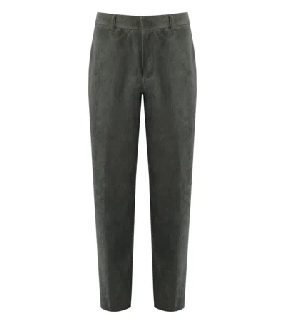 Emporio Armani Green Ribbed Pants In Gray