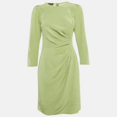 Emporio Armani Green Silk Pleated Short Dress