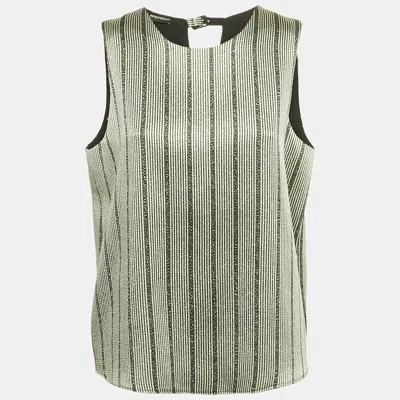 Pre-owned Emporio Armani Green Striped Lurex Sleeveless Top L