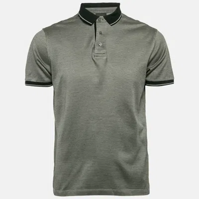 Pre-owned Emporio Armani Grey Cotton Knit Polo T-shirt L In Gray