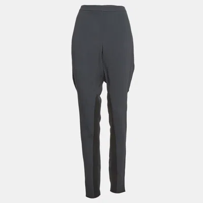 Pre-owned Emporio Armani Grey Crepe Paneled Pants L