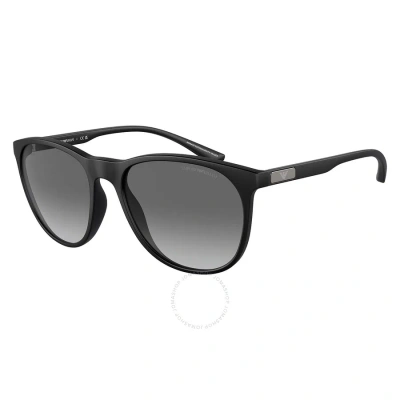 Emporio Armani Grey Gradient Oval Men's Sunglasses Ea4210 500111 56 In Black / Grey