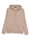 Emporio Armani Cotton Blend Loungewear Hoodie In Brown