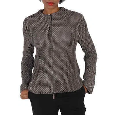 Pre-owned Emporio Armani Grey Knit-jacquard Jacket In Gray