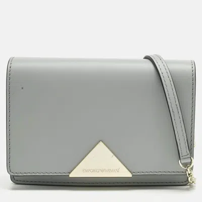 Pre-owned Emporio Armani Grey Leather Astrid Chain Crossbody Bag In Gray