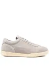 Emporio Armani Suede Upper Low Top Sneakers With Rubber Sole In Neutral