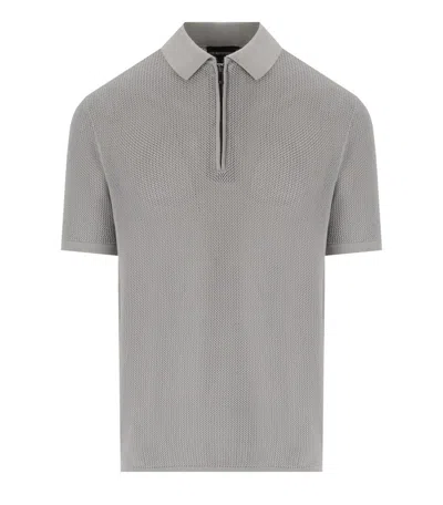 Emporio Armani Grey Mesh Poloshirt In Gray