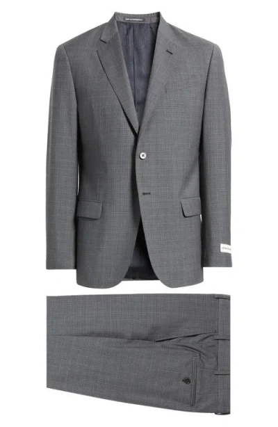 Emporio Armani Grey Microcheck Wool Suit In Gray