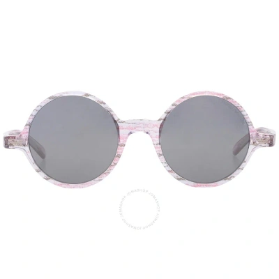 Emporio Armani Grey Mirror Black Round Unisex Sunglasses Ea 501m 60196g 47 In Black / Grey / Ink / Pink