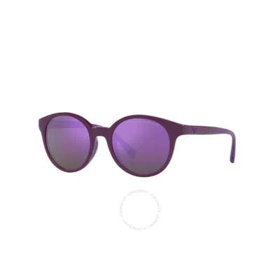 Emporio Armani Grey Mirror Violet Round Ladies Sunglasses Ea4185 51154v 47 In Grey/purple