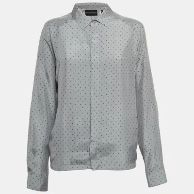Pre-owned Emporio Armani Grey Paisley Print Silk Shirt S