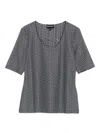 Emporio Armani Grey Striped Scoop Neck Top In Gray