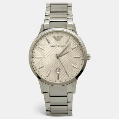 Pre-owned Emporio Armani Grey Pvd Coated Stainless Steel Renato Ar11120 Men's Wristwatch 43 Mm In Gray