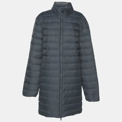 Pre-owned Emporio Armani Grey Quilted Nylon Zip Up Jacket M