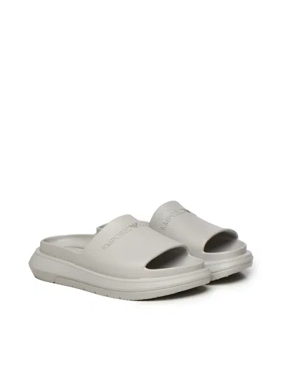 Emporio Armani Grey Rubber Logo Slides