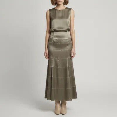 Pre-owned Emporio Armani Grey Satin Flared Maxi Skirt S