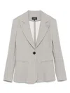 Emporio Armani Single-breasted Blazer With Flap Pockets In Gray