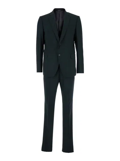 Emporio Armani Grey Single-breasted Suit In Green