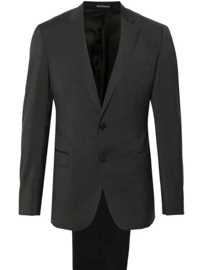 Emporio Armani Grey Single-breasted Wool Suit In Gray