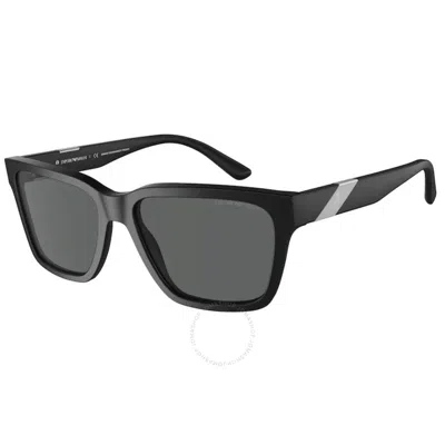 Emporio Armani Grey Square Men's Sunglasses Ea4177 589887 57 In Black