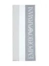 Emporio Armani Stole With Stripes And Fringed Edges In Gray