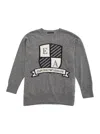 EMPORIO ARMANI GREY SWEATER WITH LOGO CREST IN WOOL AND CASHMERE BLEND BOY