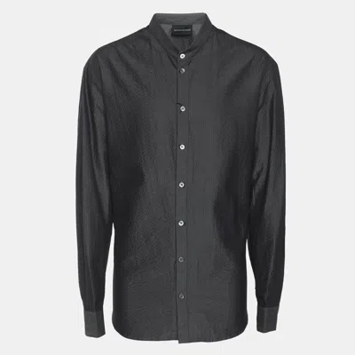 Pre-owned Emporio Armani Grey Textured Cotton Button Front Shirt Xl