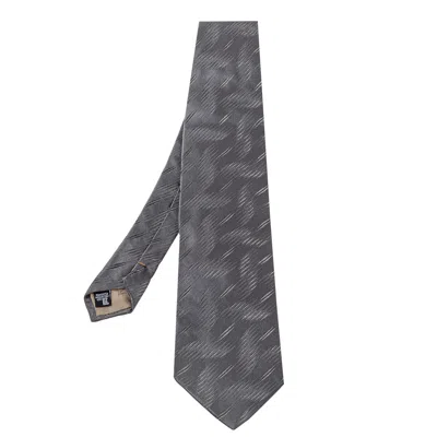 Emporio Armani Grey Textured Silk Traditional Tie