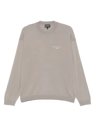 EMPORIO ARMANI GREY WOOL BLEND SWEATER